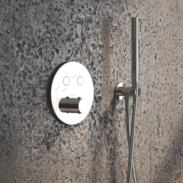 Kronenbach Thermostat Unterputz für 2 Verbraucher runde Ausführung Smart Push in Chrom