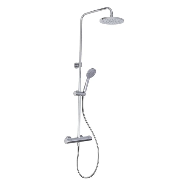 Kronenbach Aufputz-Duschsystem rund mit Thermostat und Kopfbrause Ø 20cm in Chrom