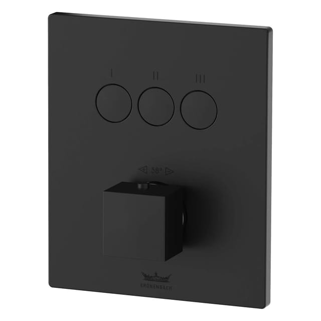 Kronenbach Thermostat Unterputz für 3 Verbraucher eckige Ausführung Smart Push in Schwarz Matt