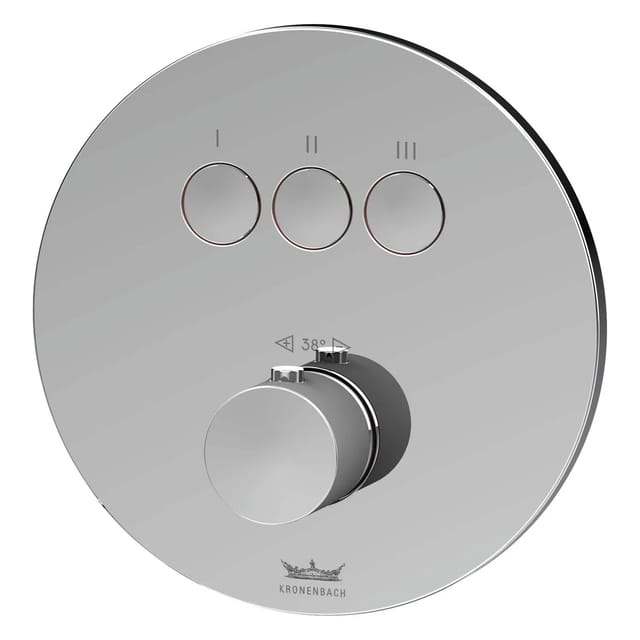 Kronenbach Thermostat Unterputz für 3 Verbraucher runde Ausführung Smart Push in Chrom