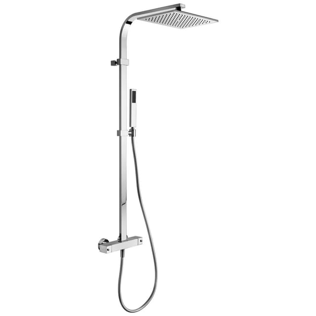 Kronenbach Duschsystem Aufputz mit Thermostat eckig in Chrom