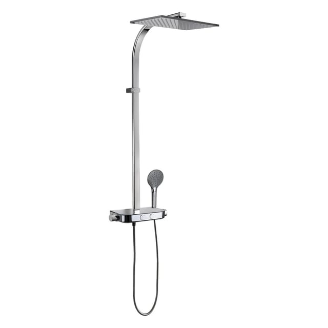 Kronenbach Duschsystem Aufputz mit Smart Push Thermostat und Glasablage in Chrom