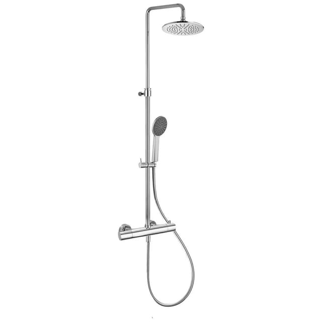 Kronenbach Duschsystem Aufputz mit Thermostat und Kopfbrause Ø 22,5 cm rund in Chrom