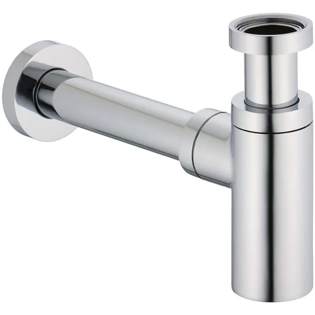 Kronenbach Design-Siphon rund Universalanschluss 1 1/4 Zoll in Chrom