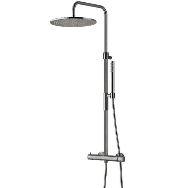 Kronenbach Duschsystem Aufputz mit Thermostat und Kopfbrause Ø 30 cm rund in Edelstahloptik