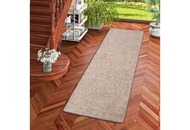Snapstyle Hochflor Velours Teppich Läufer Mona Taupe 80x160cm