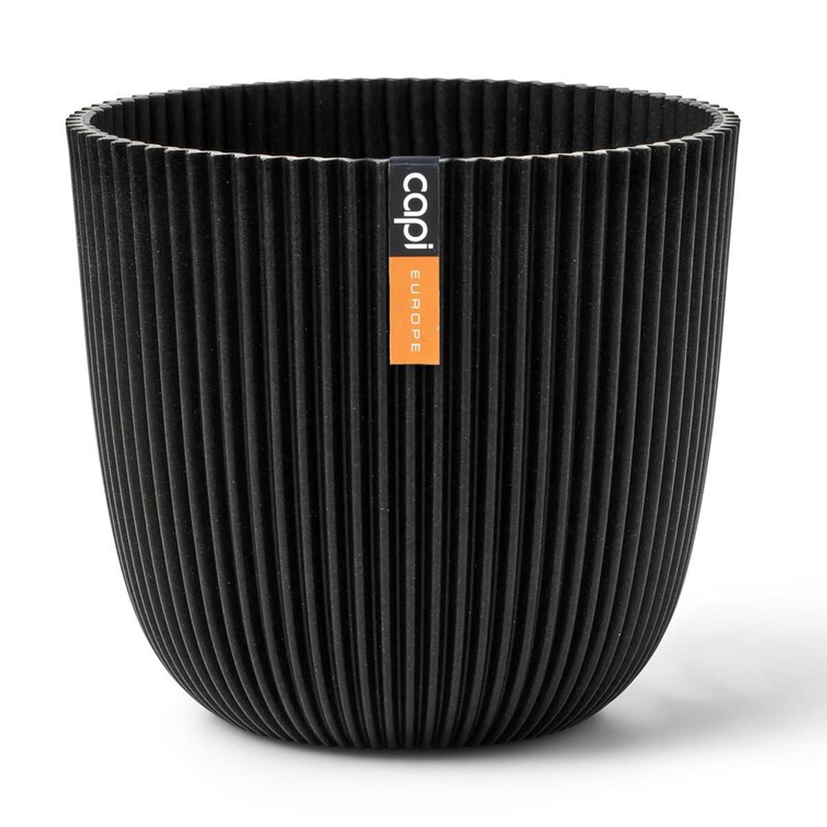 Capi Europe Übertopf Groove Kugel Schwarz Ø 25 Cm - Kunststoff