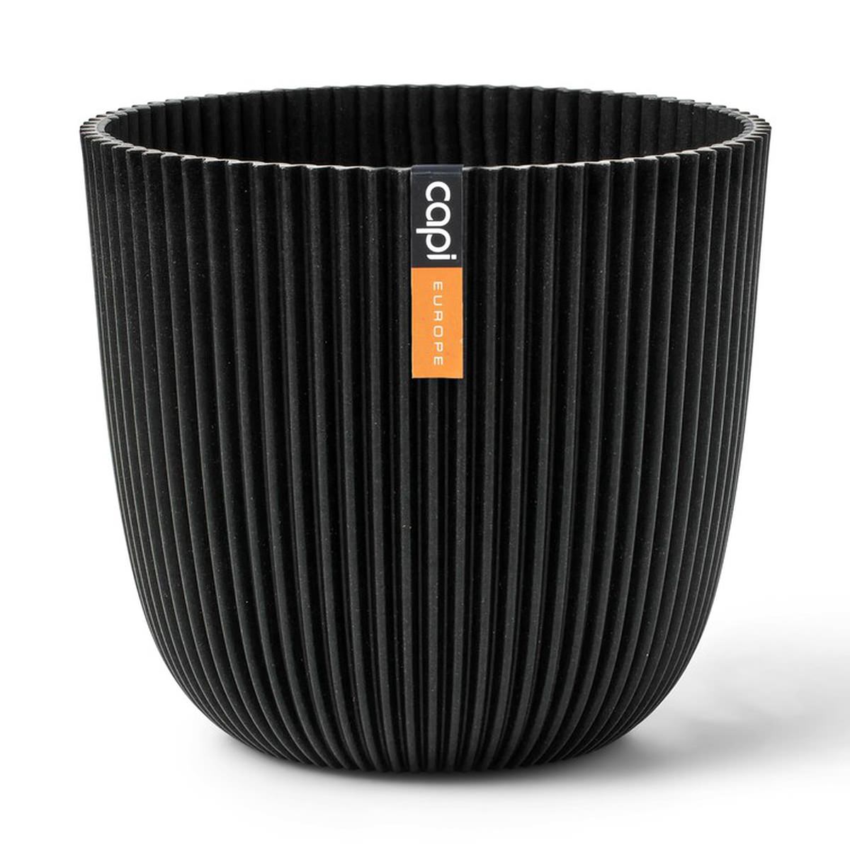 Capi Europe Übertopf Groove Kugel Schwarz Ø 28 Cm - Kunststoff