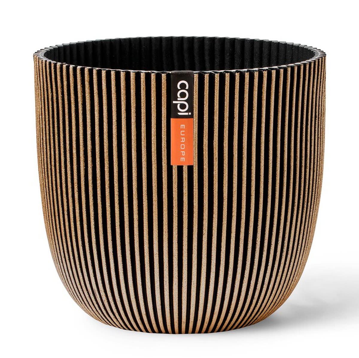 Capi Europe Übertopf Groove Kugel Schwarz & Goldfarben Ø 25 Cm - Kunststoff