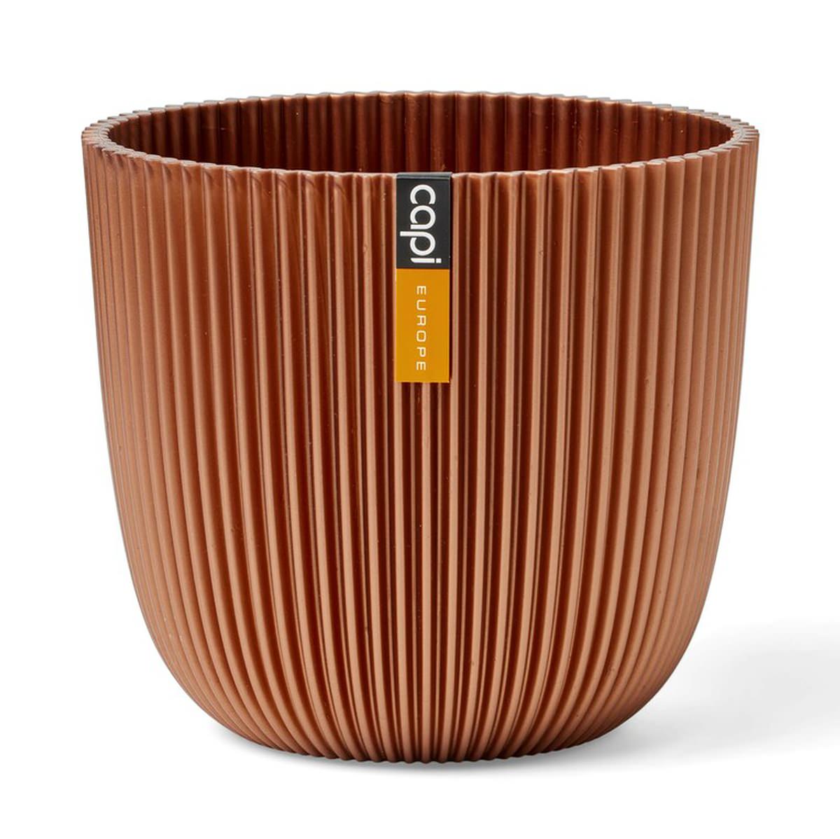 Capi Europe Übertopf Groove Kugel Kupferfarben Metallic Ø 13 Cm - Kunststoff