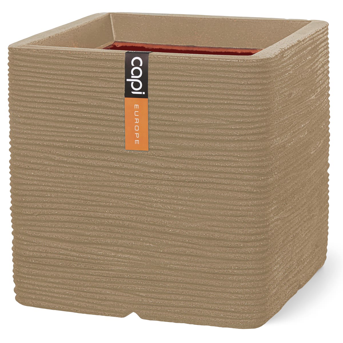 Capi Europe Pflanzgefäß Rib Nl Quadratisch Beige 30 X 30 Cm - Kunststoff