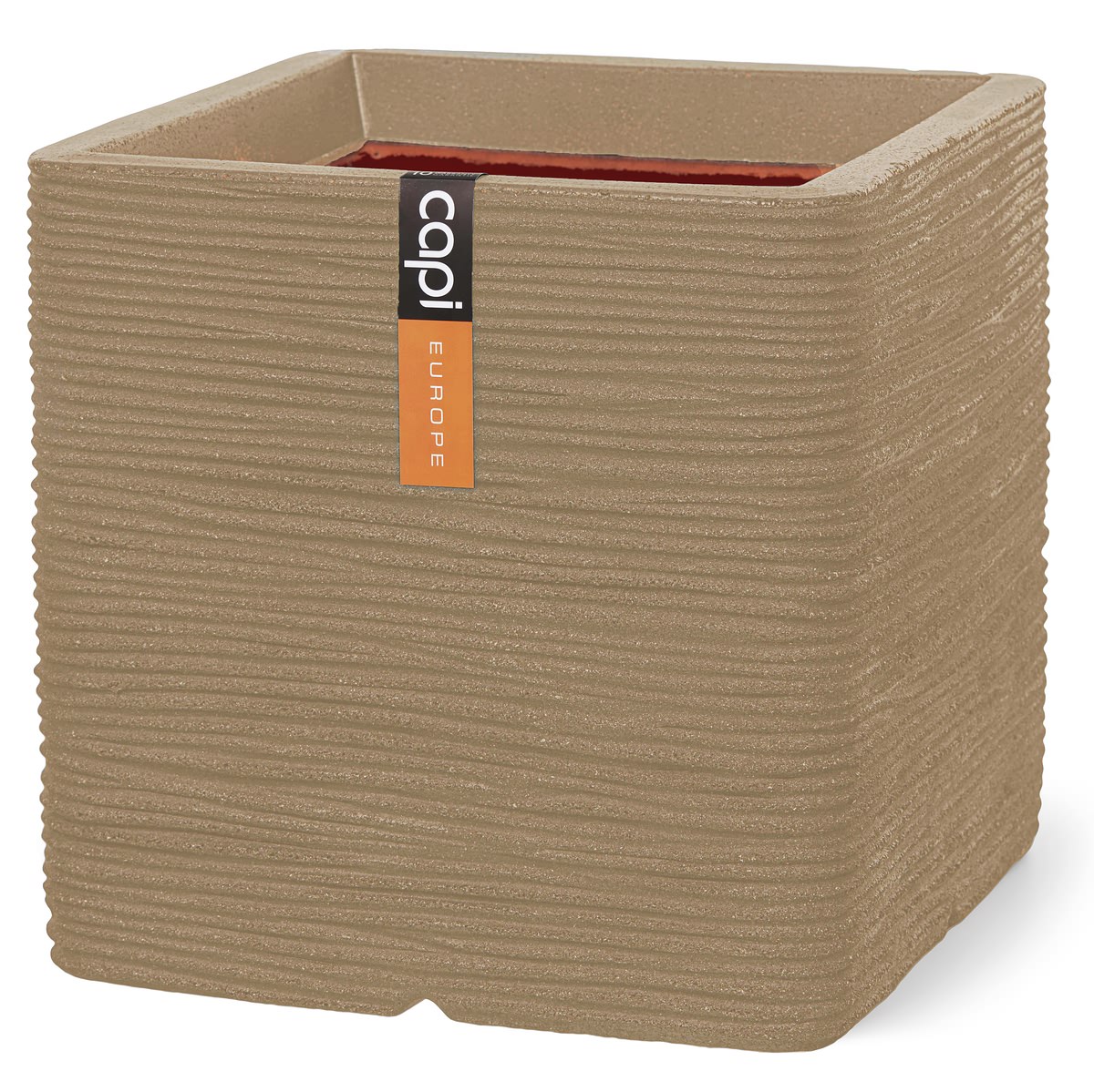 Capi Europe Pflanzgefäß Rib Nl Quadratisch Beige 40 X 40 Cm - Kunststoff