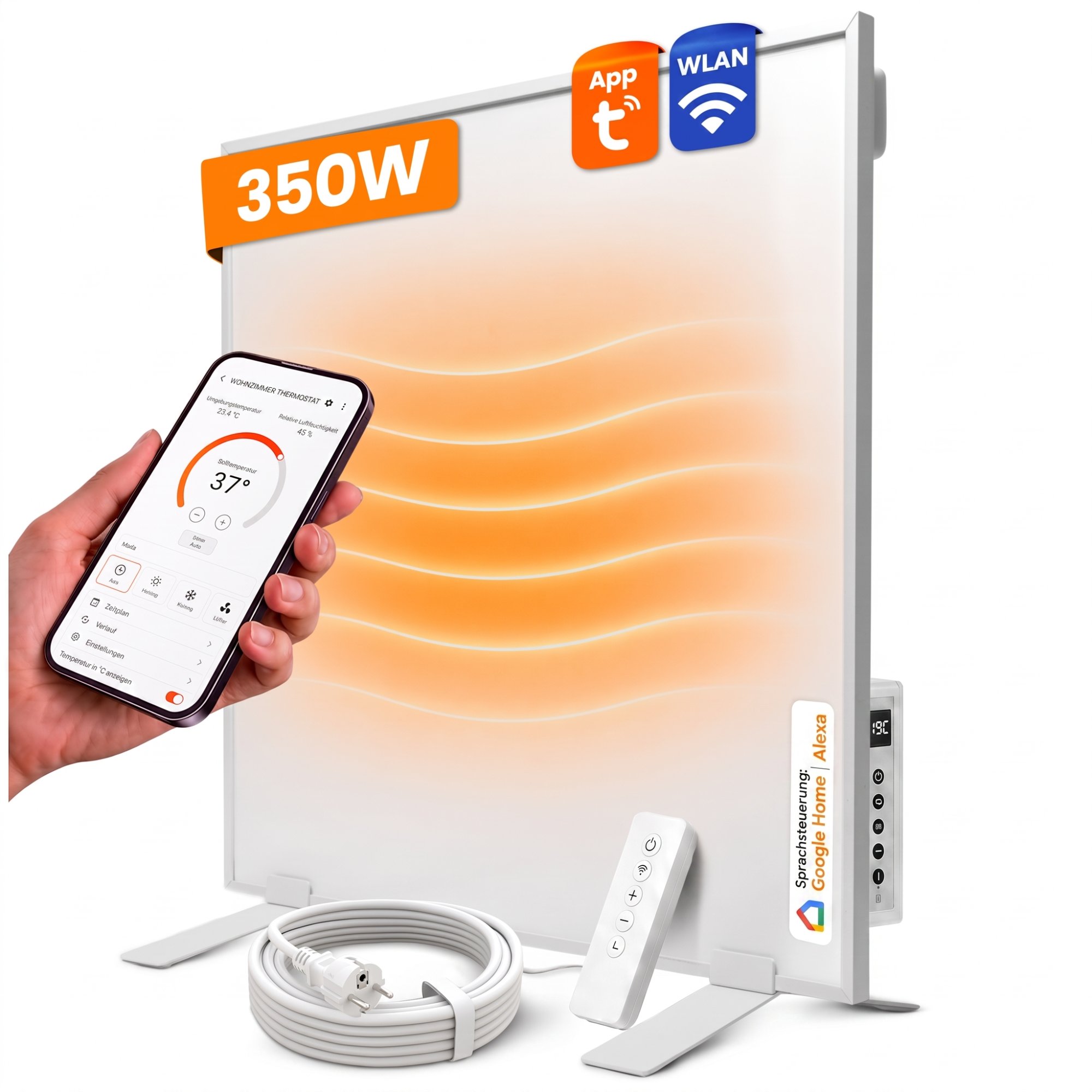 Dalsys Infrarotheizung Wandmontage - 60x50cm 350w Weiß