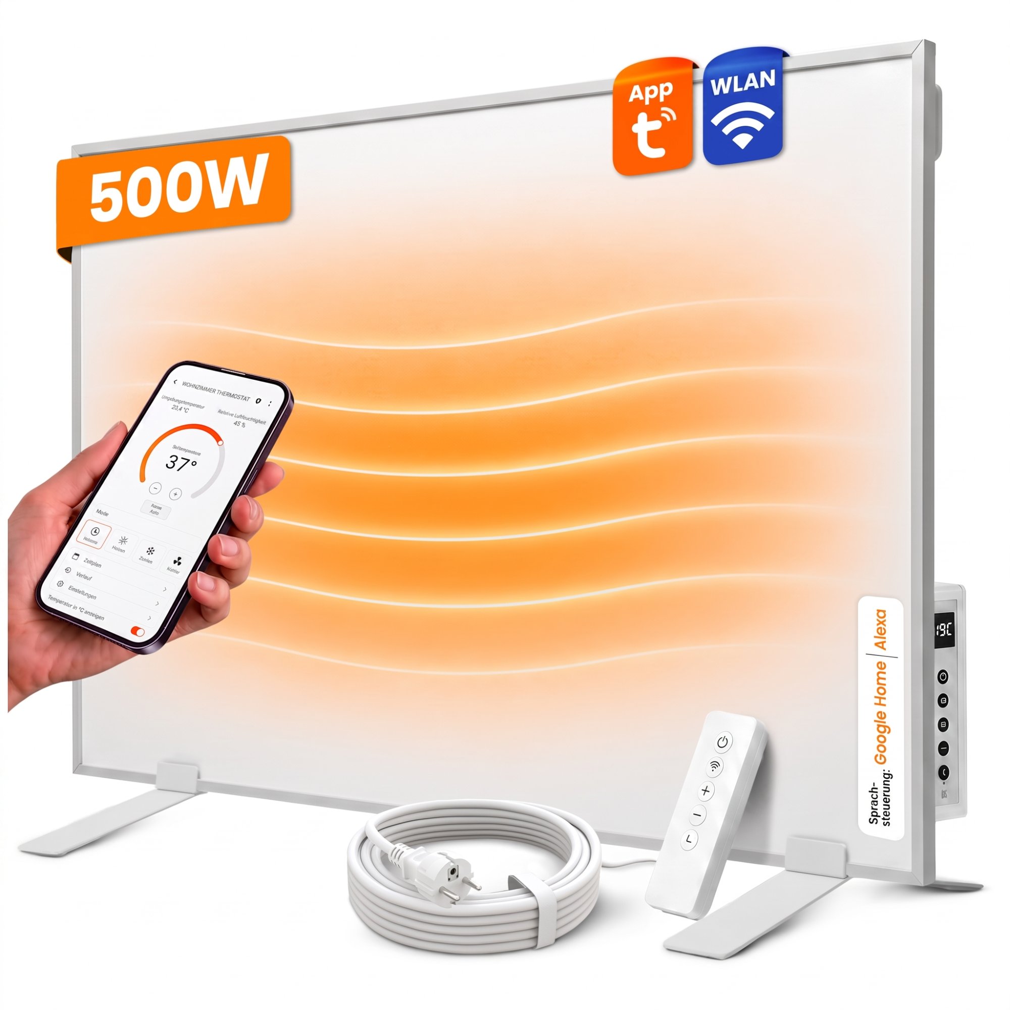 Dalsys Infrarotheizung Wandmontage - 70x60cm 500w Weiß