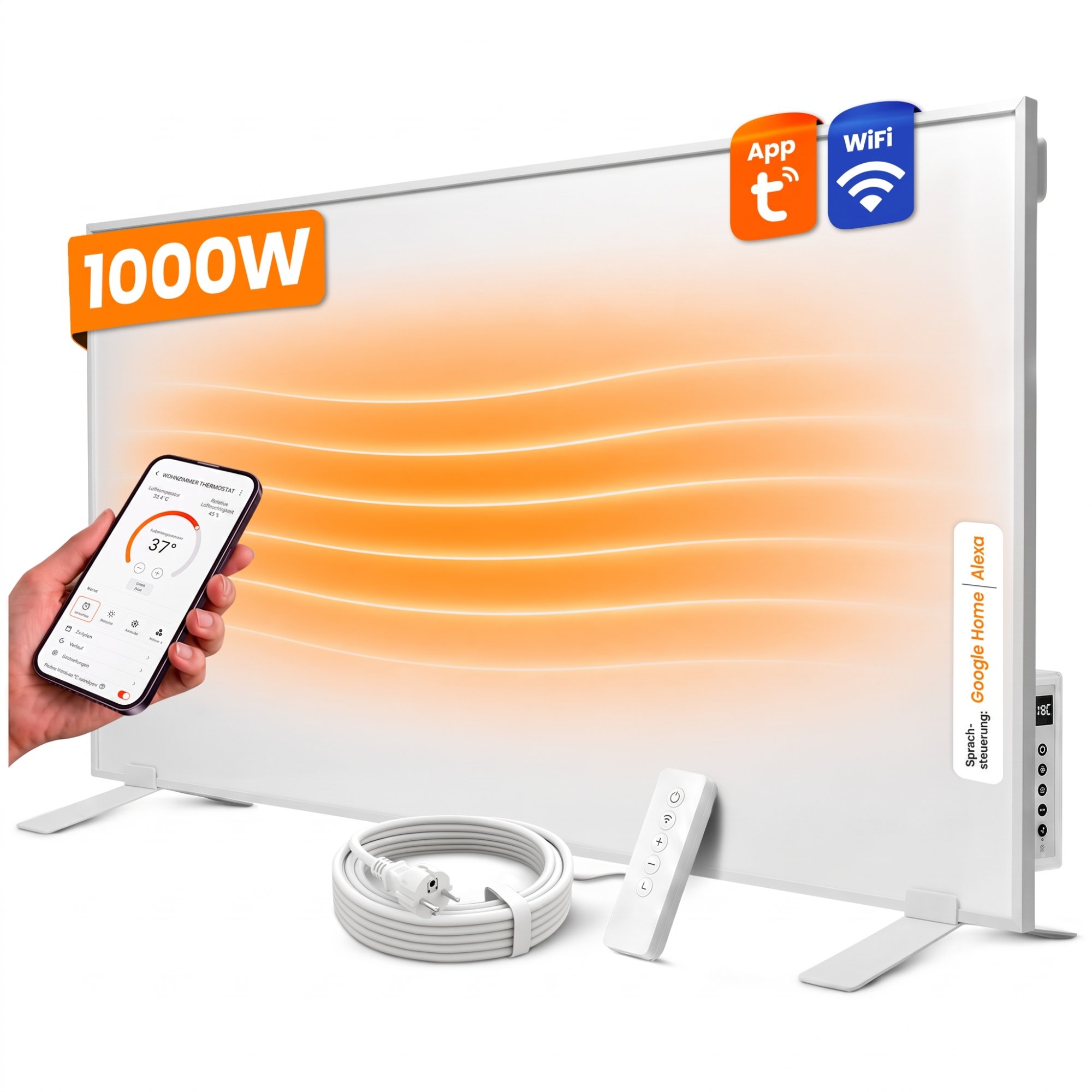 Dalsys Infrarotheizung Wandmontage - 120x70cm 1000w Weiß