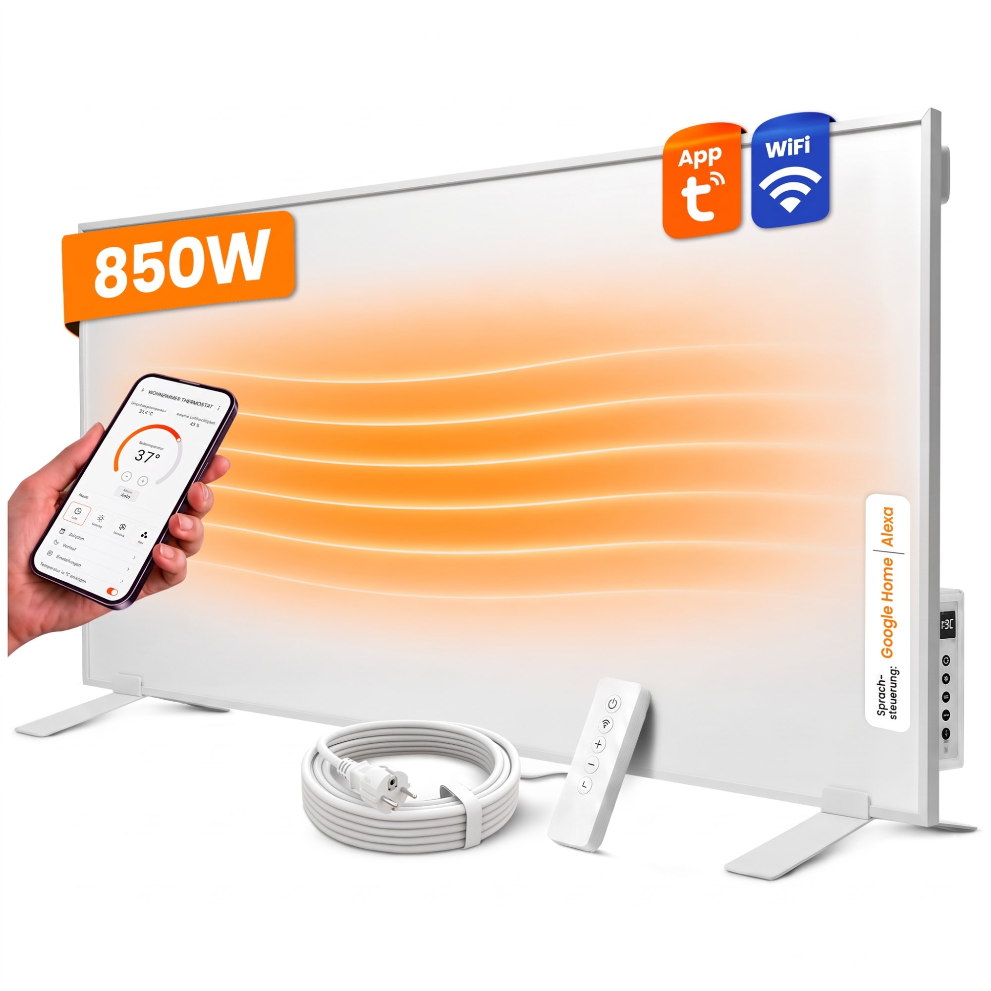 Dalsys Infrarotheizung Wandmontage - 120x60cm 850w Weiß