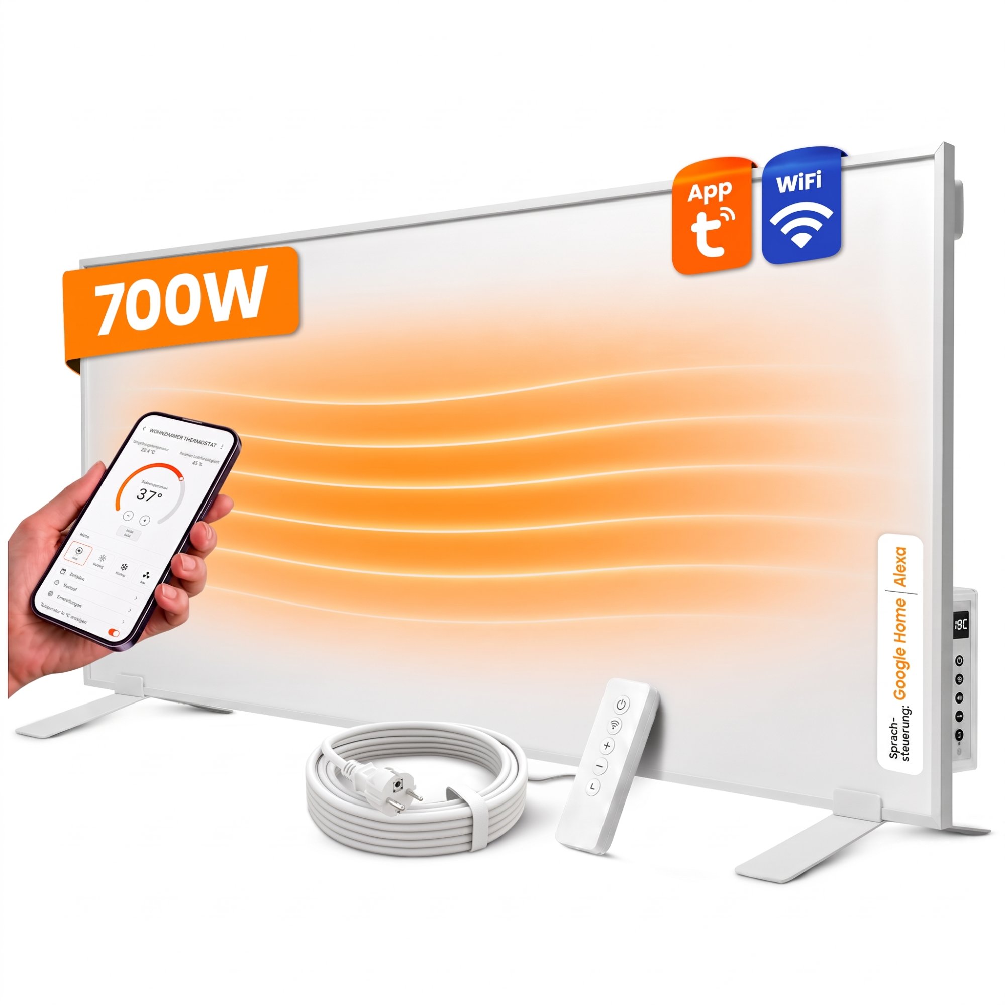 Dalsys Infrarotheizung Wandmontage - 120x50cm 700w Weiß