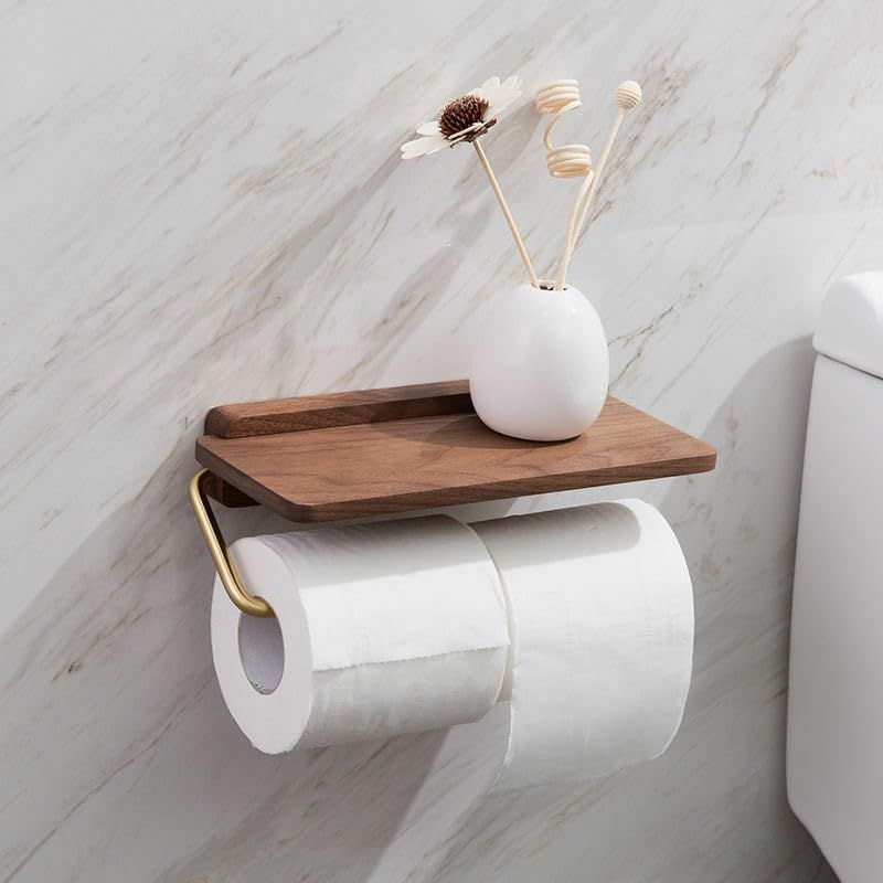 Toilettenpapierrollenhalter, Wandmontierter Toilettenpapier- Und Handtuchhalter (kein Bohren Erforderlich), Toilettenpapierbox, Handyhalterung, Toilettenpapierhalter, Holzständer