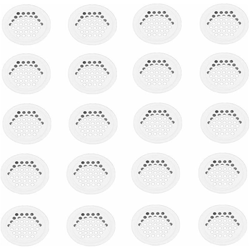 20-teiliges Lüftungsgitter-set, 35 Mm Lüftungsgitter, Luftauslass, Rundes Edelstahl-lüftungsgitter Mit Löchern, Weiß, Für Küche, Schrank Und Möbel