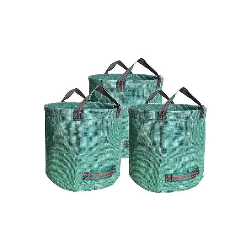 L&h-cfcahl – 3er-pack Gartenabfallsäcke À 500 L – 50 Kg Tragkraft – Verstärkte Griffe – Strapazierfähig Und Wiederverwendbar – Wasserabweisender Pp-sack