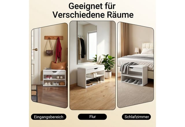 SoBuy Schuhbank mit Sitzfläche Sitzbank Schuhregal aus MDF 60x44x30cm Weiß FSR25-W