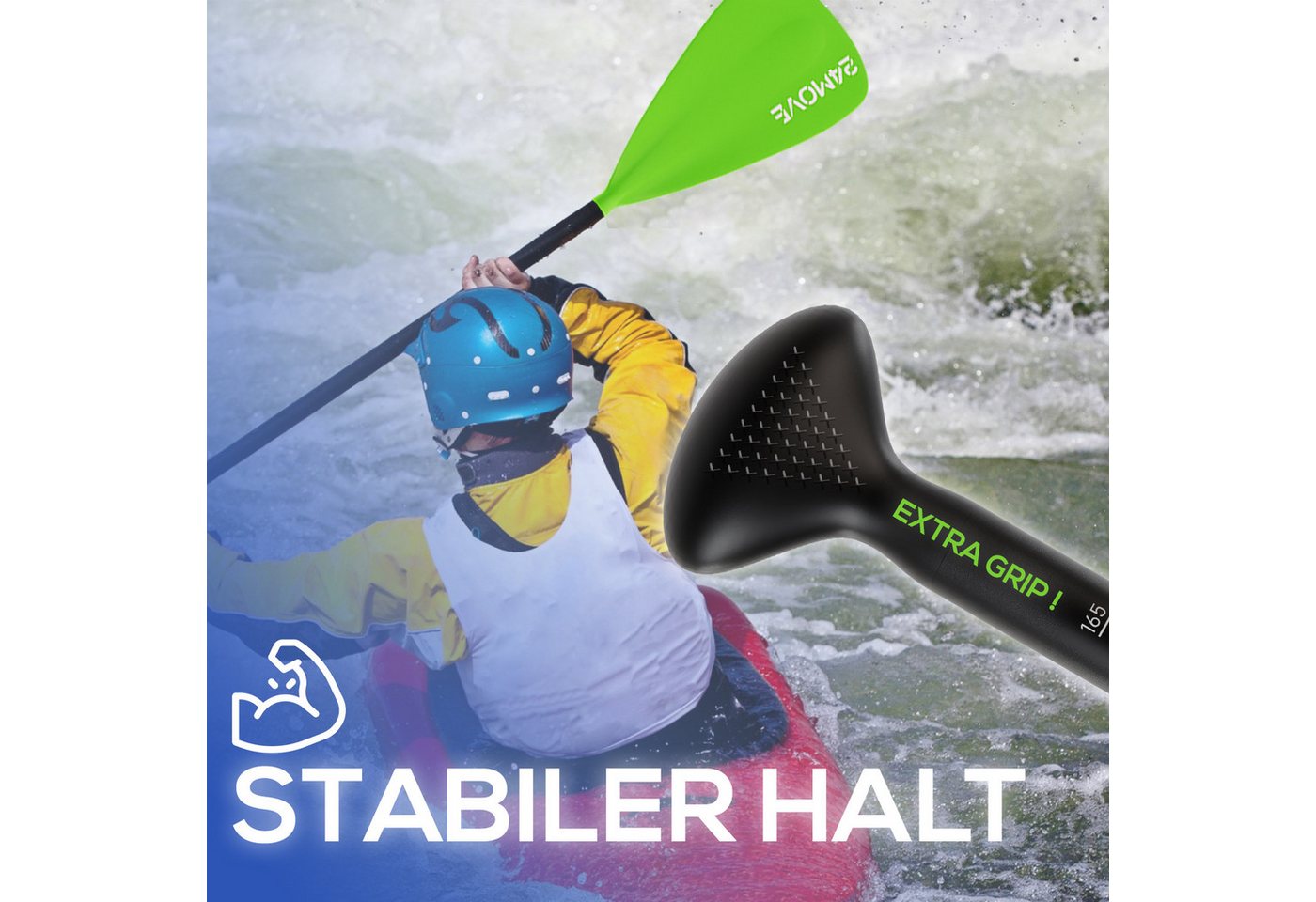 24MOVE Paddel Einzelpaddel - SUP Stand Up Board Stechpaddel - Aluminium 210cm - Grün Bild 3