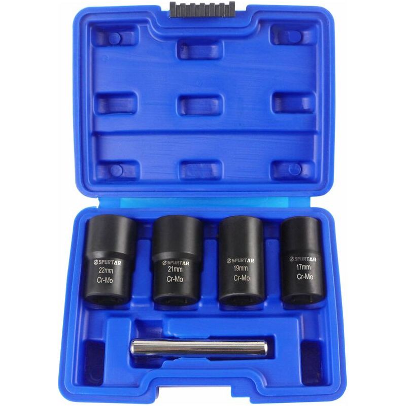 Schraubenausdreher-set Mit 5 Gewindeeinsätzen – Chrom-molybdän-stahl – Größen 17/19/21/22 Mm – Korrosionsbeständig