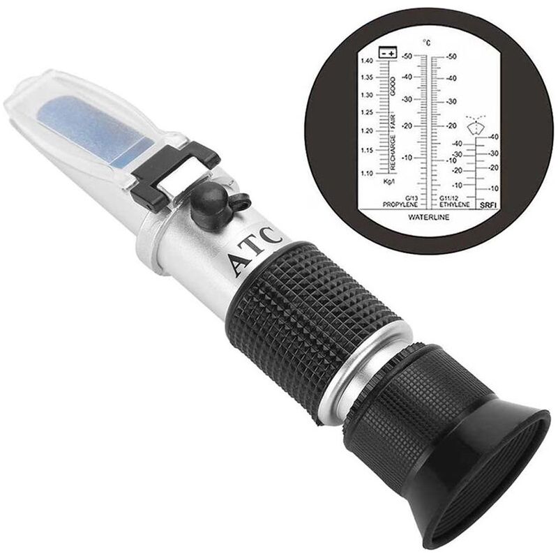 Refraktometer Für Frostschutzmittel – Messbereich: -50 Bis 0 °c – Für Ethylenglykol Und Propylenglykol – Einstellbares Optisches System – 4-in-1