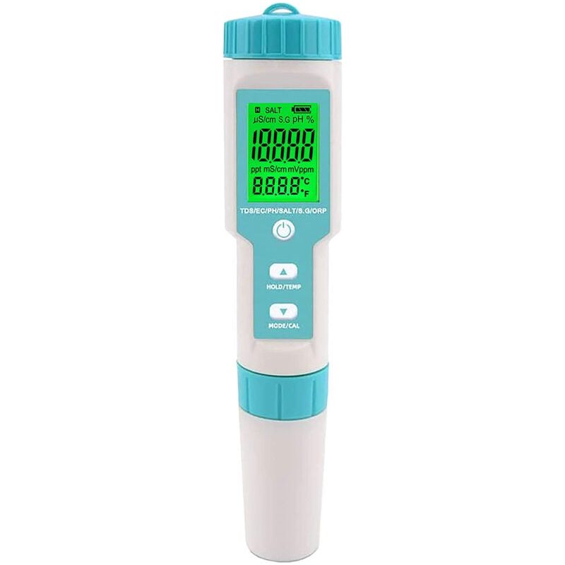 5-in-1 Digitaler Salzgehalts- Und Ph-tester – Misst Salzgehalt, Ph-wert, Tds, Ec, Temperatur – Für Salzwasserpools Und Whirlpools