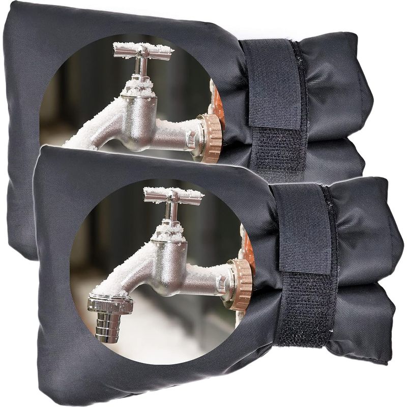 2-teiliger Frostschutz Für Außenarmaturen, Frostbeständiger Armaturenschutz, Wasserdichte, Thermisch Verdickte Armaturenabdeckung Für Den Garten (schwarz, 7,55 Zoll)