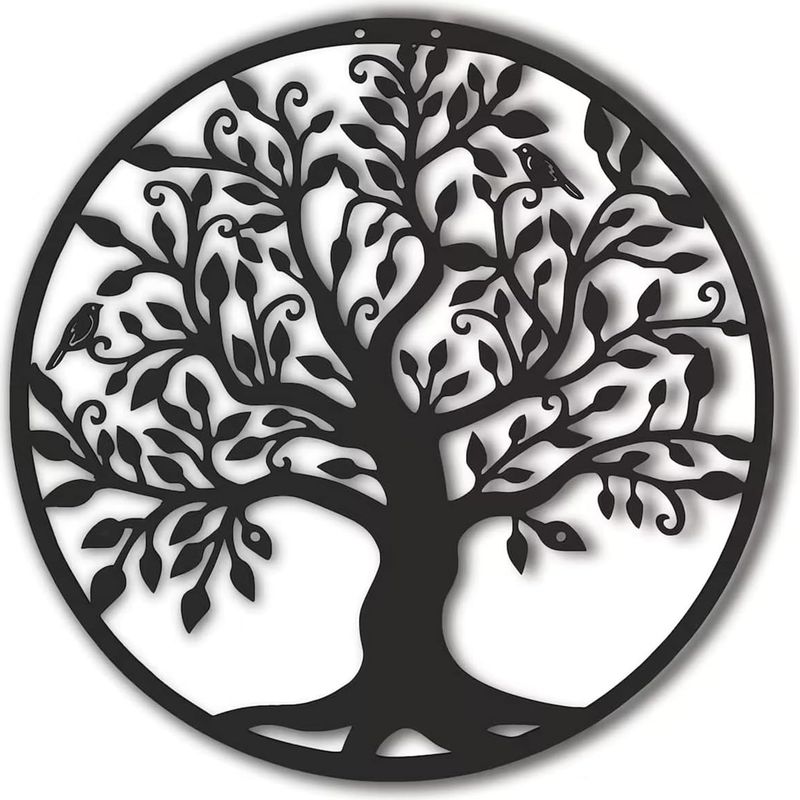 Metall-wanddekoration, Lebensbaum – 2 Mm Pulverbeschichteter Stahl – Rostbeständig – 35 X 35 Cm, Für Den Innen- Und Außenbereich