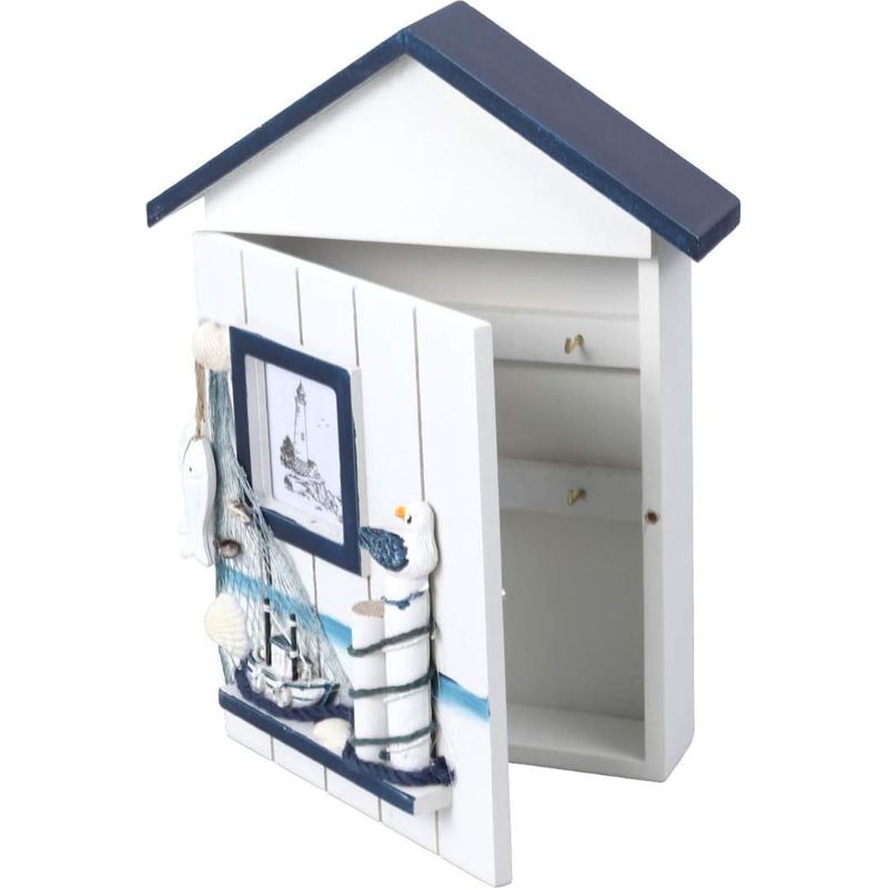 Schlüsselschrank Aus Holz Im Mediterranen Stil, Wandmontierter Schlüsselhalter Aus Holz Im Maritimen Stil
