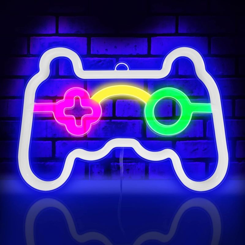 Led-neon-gamecontroller-lampe – Usb- Oder Aa-batteriebetrieb – Wanddekoration Fürs Spielzimmer – Geschenk Für Partys Und Geburtstage