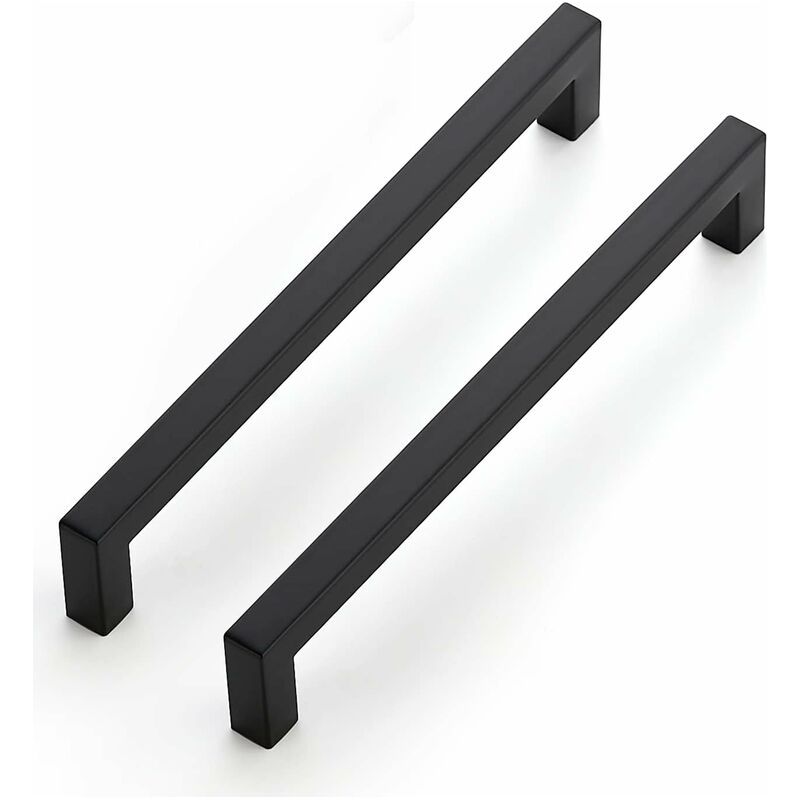 Set Mit 10 Schwarzen 192-mm-schrankgriffen – Rostbeständiger Edelstahl – Inklusive Schrauben Für Flexible Montage – Für Küchen Und Schubladen