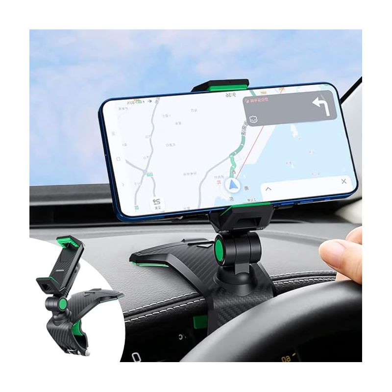Multifunktionale Auto-handyhalterung Für Das Armaturenbrett Mit 360° Verstellbarer Federklemme, Geeignet Für Smartphones Von 3-7 Zoll (schwarz-grün)