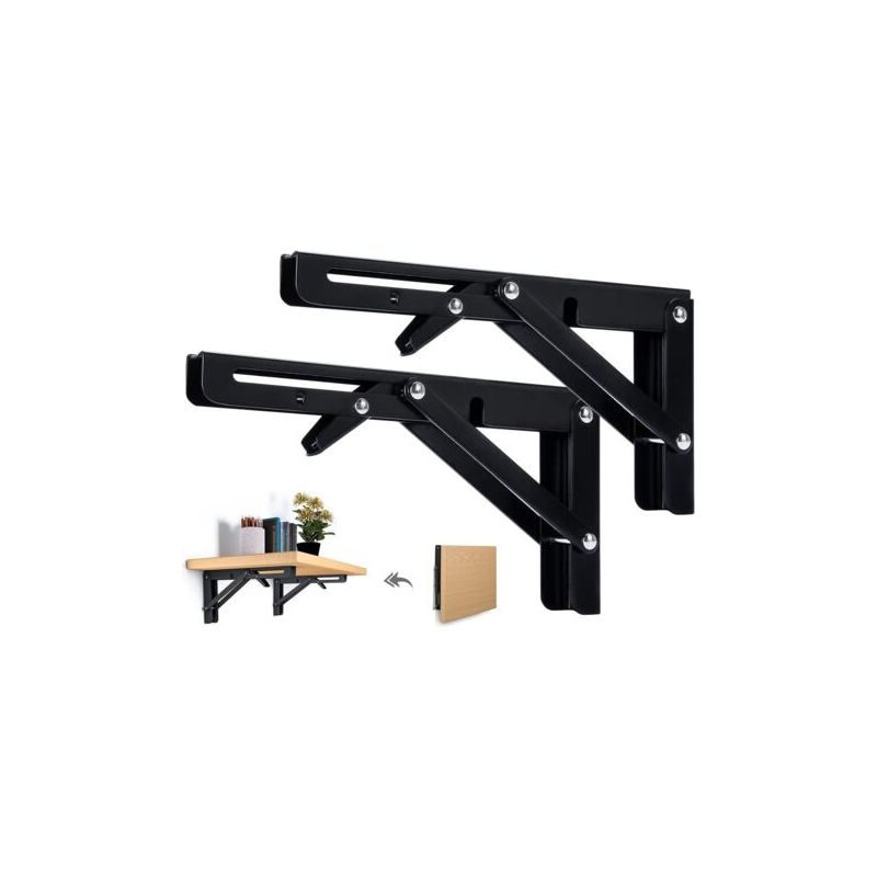 Stück Klappbare Regalträger 400 Mm, Klappbarer Winkel, Wandregal, Robuste Klappbare Stütze, Schwarz, Klappbarer Konsolenträger
