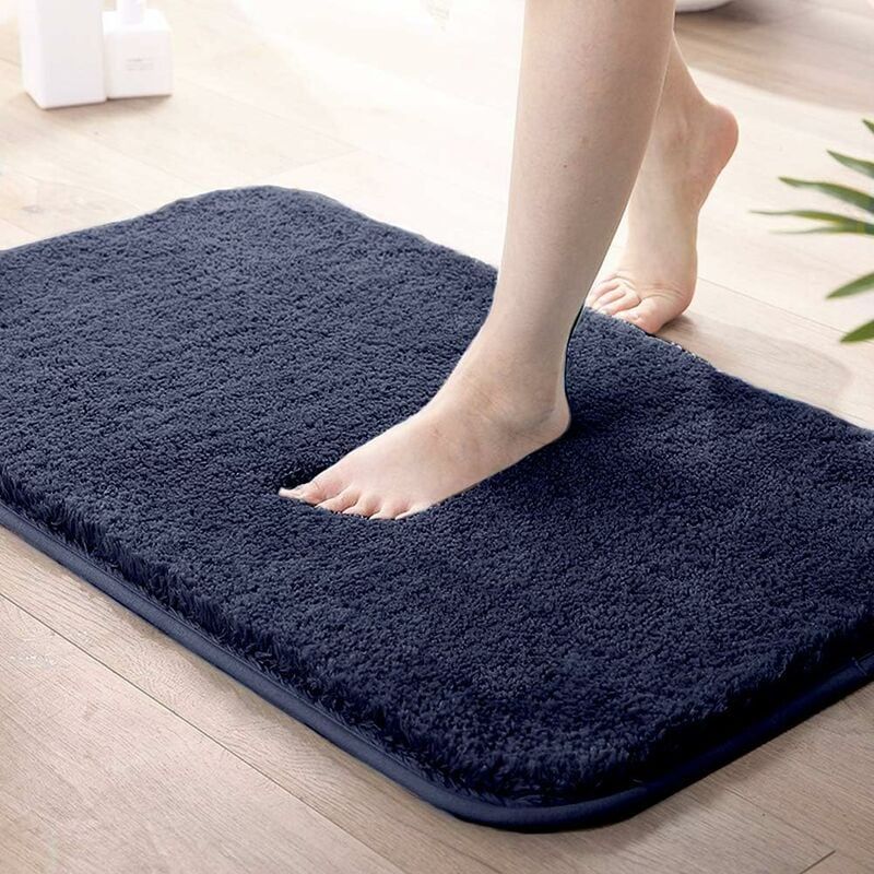 Extra Dicke, 3 Cm Dicke Mikrofaser-badematte Mit Rutschfester Oberfläche, Schnelltrocknend, Maschinenwaschbar, 40 X 60 Cm, Marineblau