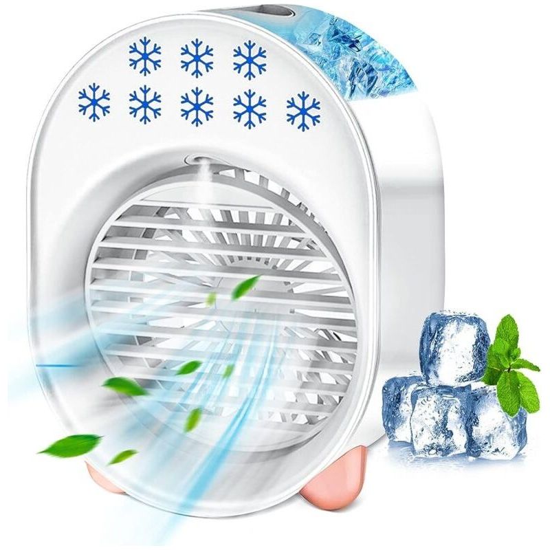 Tragbare Klimaanlage, Leise Mobile Klimaanlage, Mini-ventilator-luftbefeuchter, Usb-ventilator, 4-in-1 Tragbarer Luftkühler, 3 Geschwindigkeitsstufen, Für Zuhause Und Büro (weiß)