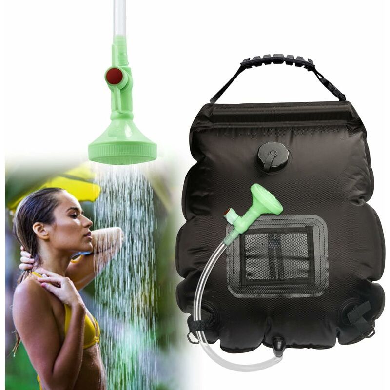 Tragbare Solardusche (20 L) – Robustes Pvc – Temperaturen Bis Zu 45 °c – Duschkopf Mit Schalter Für Outdoor-aktivitäten Und Wanderungen