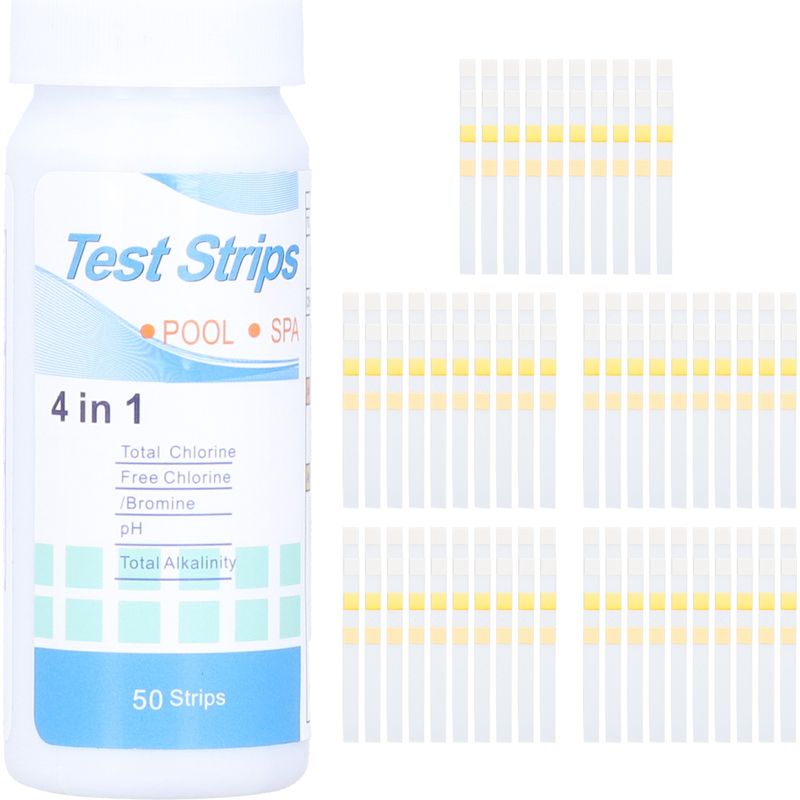 50 4-in-1 Pool-/spa-wasserteststreifen, 50 Messpunkte, Chlor-/bromfrei, Ph-wert/alkalität