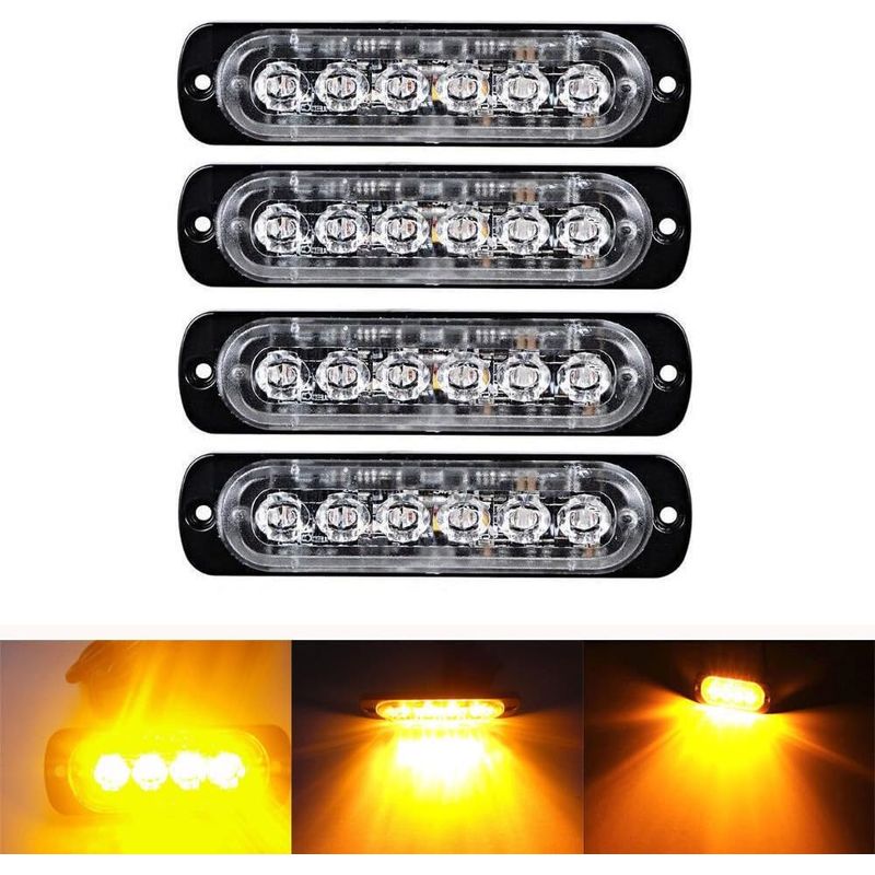 Stück 6-led-blitzbremslicht Für Autos - Lichtleiste Für 12v Bis 24v Fahrzeuge - Sicherheitsblinklicht Für Autos, Nutzfahrzeuge, Boote, Anhänger Usw.