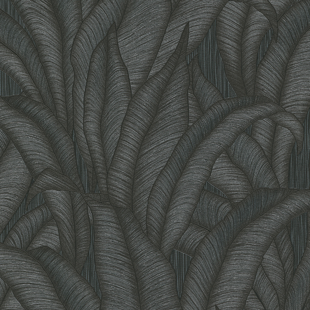 Bricoflor Schwarze Tapete mit Palmenblättern Elegant Ideal für Wohnzimmer und Schlafzimmer Design Vliestapete Anthrazit