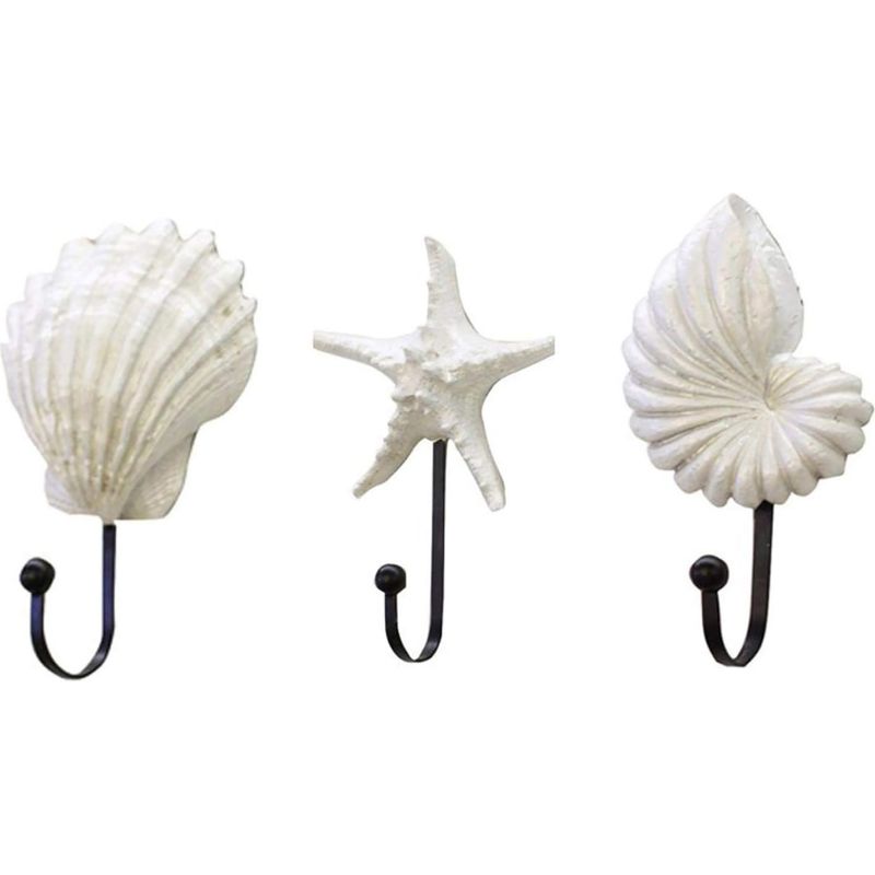Wandhaken, 3er-set, Multifunktionales Muscheldesign, Seestern- Und Schneckenhaken, Schlichte Dekorative Wandhalterung Im Ozean-stil Für Zuhause, Mäntel, Hüte, Taschen, Handtücher
