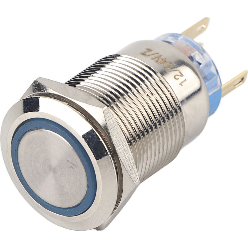 19 Mm Wasserdichter, Selbstverriegelnder Drucktaster Aus Edelstahl (12–24 V) Mit Blauer Led