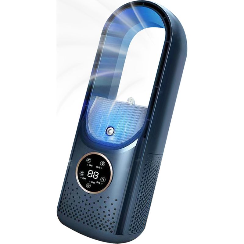 Tragbare, Klingenlose Klimaanlage Mit Usb-ventilator Und 6 Geschwindigkeitsstufen, Zeitgesteuerter Sprühventilator Für Den Heimgebrauch (blau)