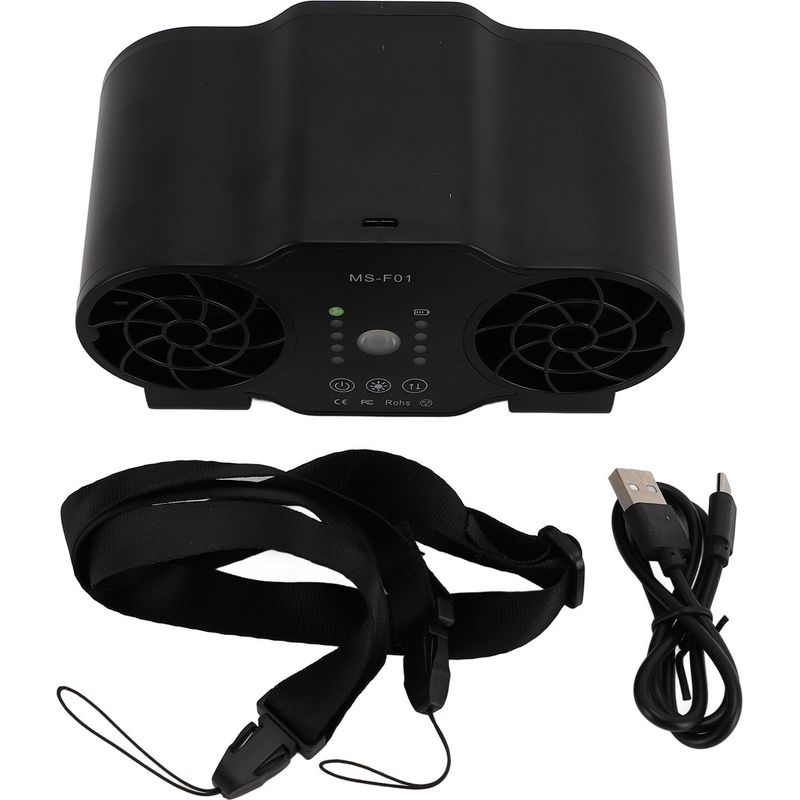 Tragbarer, Per Usb Aufladbarer Ventilator, Starker Luftstrom, Kühlung Von Vorne Und Hinten, Geeignet Für Camping Im Freien, 10.000 Mah