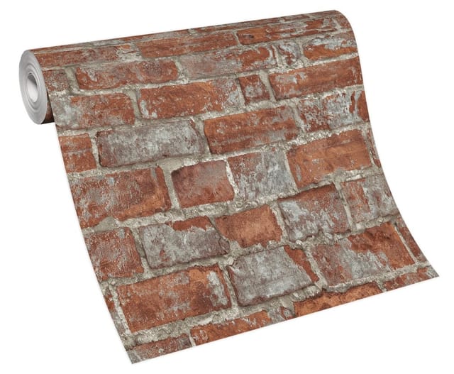 Bricoflor Steintapete mit 3D Effekt in Rot Tapete mit Steinoptik Vliestapete Ideal Fürs Wohnzimmer