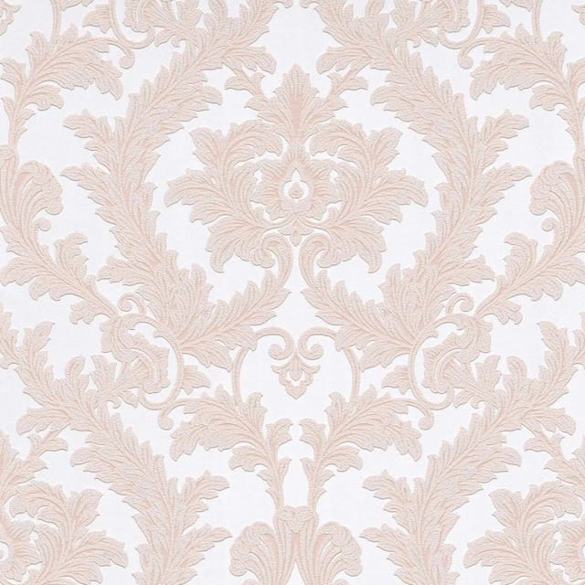 Bricoflor Barock Tapete Rosa Weiß Elegant Ideal für Schlafzimmer und Wohnzimmer Vliestapete mit Ornamenten Vinyl Struktur