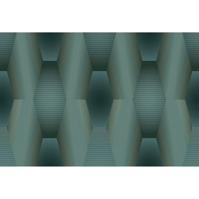 Bricoflor Grafische Tapete in Petrol Gold Vlies Fototapete Modern für Büro und Wohnzimmer Dunkelgrüne Vliestapete mit 3D Design Futuristisch