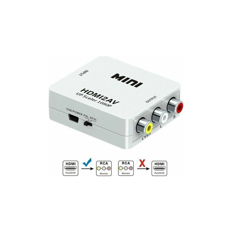 Hdmi-zu-av-konverter Hdmi2av Hdmi-zu-rca-umschalter Hdmi 1080p (weiß)